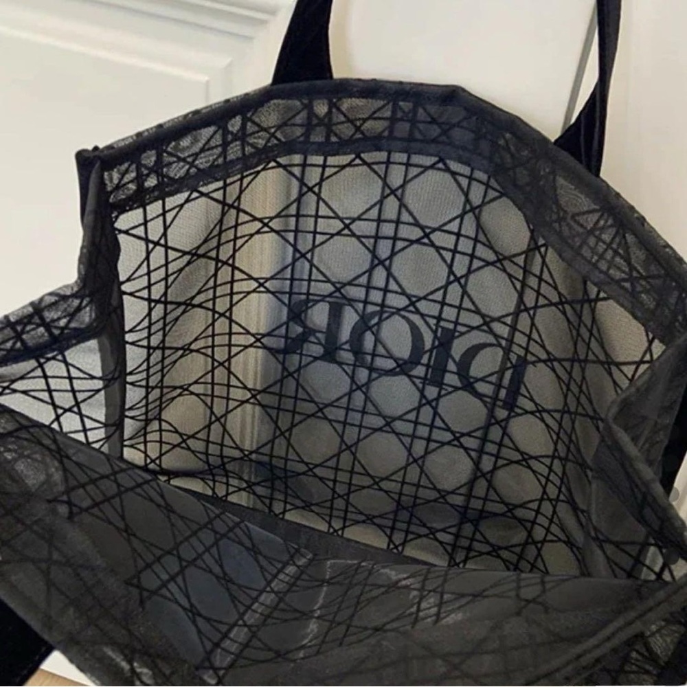 Christian Dior Tote Bag Beauty Makeup Limited VIP Gift Black Velvet Mesh - Picture 3 of 6